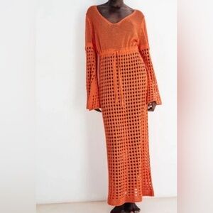 Zara Long Mesh Crotchet Dress